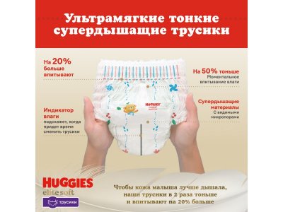 Подгузники-трусики Huggies Elite Soft 5  12-17 кг, 50 шт. 1-00457193_7