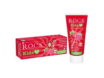 Зубная паста Rocs Kids Малина и клубника для детей 4-7 лет, 45 г 1-00102517_1