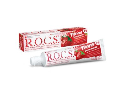 Зубная паста Rocs Teens Аромат знойного лета Земляника, 74 г 1-00265263_1