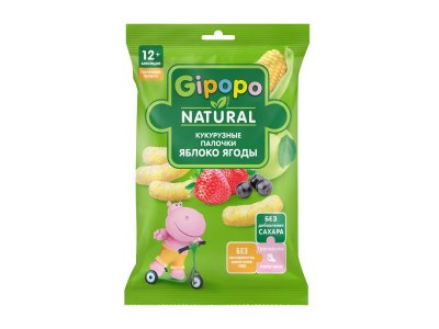 Кукурузные палочки Gipopo Яблоко и ягоды с 12 мес., 20 г 1-00443828_1