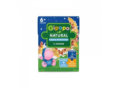 Кашка Gipopo молочная 5 злаков с 6 мес., 200 мл 1-00443770_1