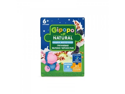 Кашка Gipopo молочная Гречневая с яблоками и черносливом с 6 мес., 200 мл 1-00443771_1