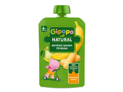 Пюре Gipopo Яблоко, банан, печенье, сливки с 6 мес., 90 г 1-00443817_1