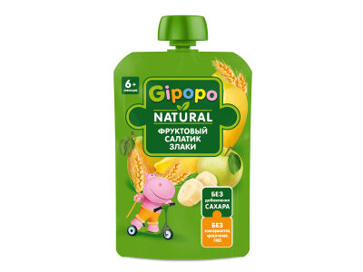 Пюре Gipopo Фруктовый салатик и злаки с 6 мес., 90 г 1-00443820_1