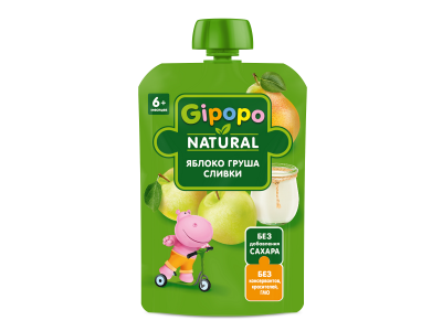Пюре Gipopo Яблоко, груша со сливками с 6 мес., 90 г 1-00443821_1