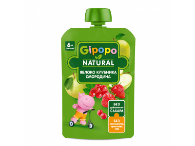 Пюре Gipopo Яблоко, клубника, красная смородина с 6 мес., 90 г 1-00443822_1