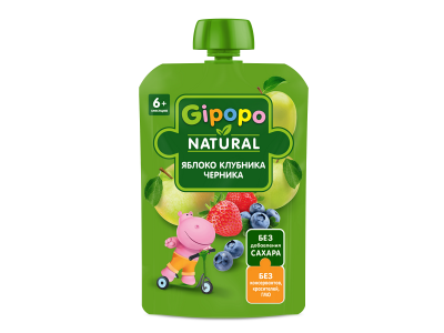 Пюре Gipopo Яблоко, клубника и черника с 6 мес., 90 г 1-00443823_1