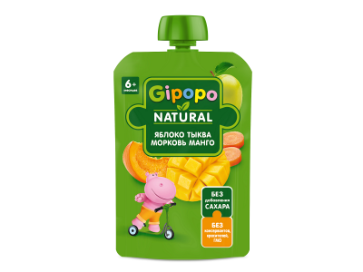 Пюре Gipopo Яблоко, тыква, морковь, манго с 6 мес., 90 г 1-00443824_1