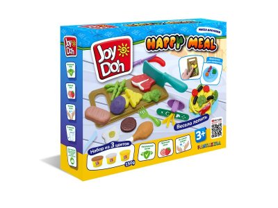 Масса для лепки Joy Doh, набор Happy Meal - 16 аксессуаров, 3 баночки с тестом 1-00457669_1