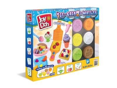 Масса для лепки Joy Doh, набор Ice - cream & Waffles - 3d формы, 10 аксессуаров, 6 баночек с тесто 1-00457670_1