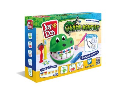 Масса для лепки Joy Doh, набор Croco Dentist -  голова крокодила, 3D формы, 8 аксессуаров, 5 баночек 1-00457677_1