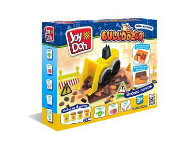 Масса для лепки Joy Doh, набор Bulldozer - 9 аксессуаров, 4 баночки с тестом 1-00457681_1