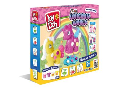Масса для лепки Joy Doh, набор Unicorn World - 3D формы, украшения, 21 аксессуар, 4 баночки с тестом 1-00457684_1