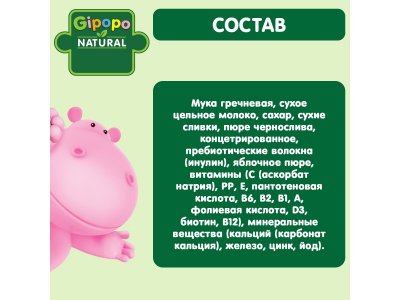 Каша Gipopo молочная Гречневая с черносливом и яблоками с 4 мес., 200 г 1-00443781_2