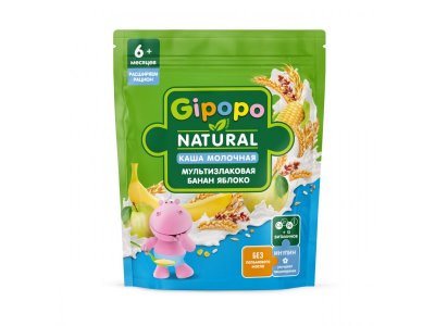Каша Gipopo молочная Мультизлаковая с бананом и яблоком с 6 мес., 200 г 1-00443784_1