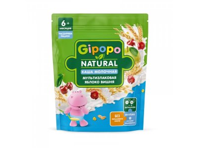 Каша Gipopo молочная Мультизлаковая с яблоком и вишней с 6 мес., 170 г 1-00443789_1