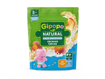 Каша Gipopo молочная Овсяная с персиком с 5 мес., 200 г 1-00443793_1