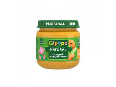 Пюре Gipopo Сладкий овощной микс с 5 мес., 80 г 1-00443801_1