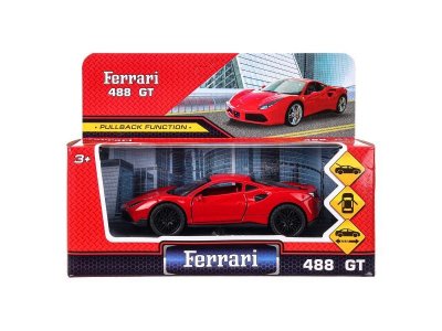 Машина Технопарк Ferrari 488 GT, инерционная, откр. двери, багажник, металл 1-00458327_1