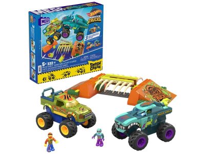 Набор игровой Hot Wheels Mega Полоса препятствий, 2 машинки-конструкт., 2 фигурки, рампы и препятств 1-00457546_1