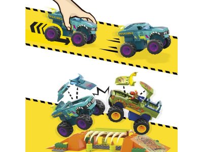 Набор игровой Hot Wheels Mega Полоса препятствий, 2 машинки-конструкт., 2 фигурки, рампы и препятств 1-00457546_2