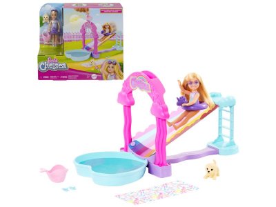 Набор игровой Barbie Chelsea Челси и водная горка Тобоган, с фигуркой собачки и пляжными акс. 1-00457551_1