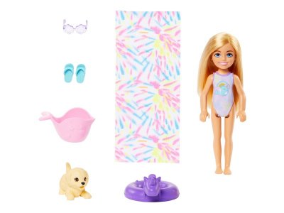 Набор игровой Barbie Chelsea Челси и водная горка Тобоган, с фигуркой собачки и пляжными акс. 1-00457551_4