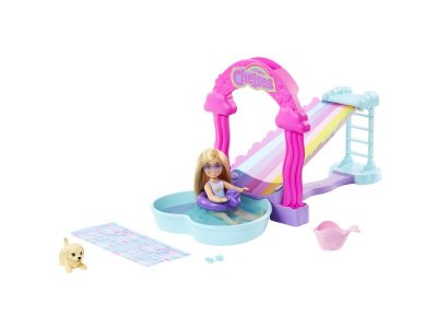 Набор игровой Barbie Chelsea Челси и водная горка Тобоган, с фигуркой собачки и пляжными акс. 1-00457551_7