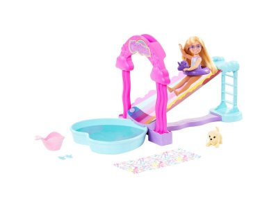 Набор игровой Barbie Chelsea Челси и водная горка Тобоган, с фигуркой собачки и пляжными акс. 1-00457551_8