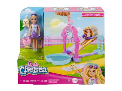Набор игровой Barbie Chelsea Челси и водная горка Тобоган, с фигуркой собачки и пляжными акс. 1-00457551_9