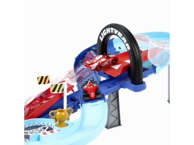 Набор игровой Mattel Cars Тачки Автотрек Гоночная трасса с ускор., 20 дет. трассы с мех. запуск., 1 1-00457580_7