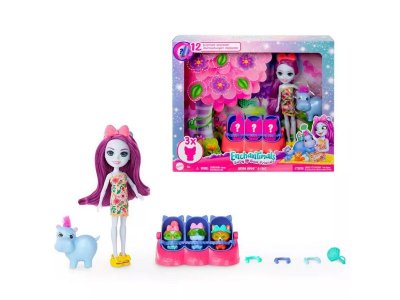 Набор игровой Mattel Enchantimals Бегемотик Хедда Хиппо и малыши 3 фигурки животных и акс. 1-00457590_1