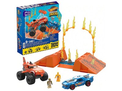 Набор игровой Hot Wheels Mega Трамплин Тигровой Акулы, 2 маш.-конструкт., 2 фигурки и рампа, 245 дет 1-00457610_1