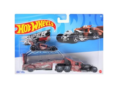 Набор игровой Hot Wheels Basic, 2 машинки - Трейлер и машинка, металл, 1:64 1-00457612_1