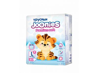 Подгузники-трусики Joonies Premium Soft, L (9-14 кг), 18 шт. 1-00458363_2