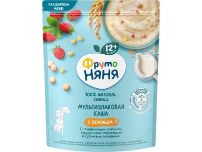 Каша ФрутоНяня молочная мультизл. с земл. печеньем, кукур. cерд. и кус. землян. 200 г*6 шт. 1-00459121_1