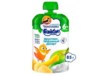Пюре Черноголовка Бэйби Яблоко, банан, творог 85 г 1-00389914_1
