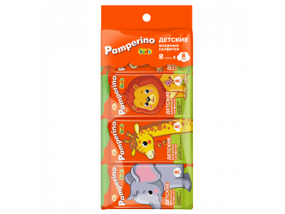 Влажные салфетки Pamperino Kids с экстрактом ромашки и витамином Е Mix, 8 шт 1-00459177_3