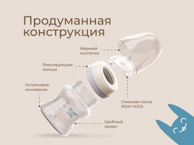 Бутылочка для кормления Roxy-Kids, медленный поток, 0 мес.+, 120 мл 1-00459833_8