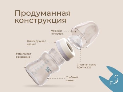 Бутылочка для кормления Roxy-Kids, средний поток, 3 мес.+, 160 мл 1-00459835_4