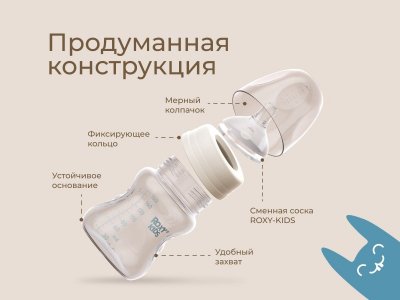 Бутылочка для кормления Roxy-Kids, средний поток, 3 мес.+, 160 мл 1-00459836_4