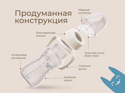 Бутылочка для кормления Roxy-Kids, быстрый поток, 6 мес.+, 260 мл 1-00459838_5
