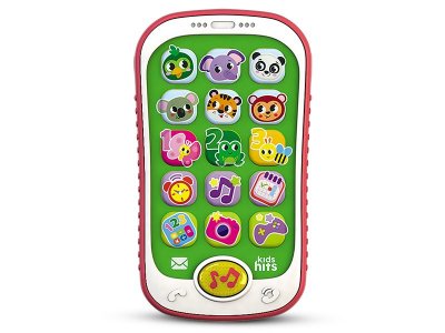 Обучающий телефон Kids Hits Смартфончик с огоньками Приходите в зоопарк красный 100461036