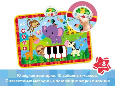 Интерактивная игрушка Kids Hits Музыкальный коврик с огоньками Обезьянка и ее друзья 1-00461038_2