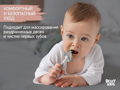 Прорезыватель для зубов и массажер для десен Roxy-Kids, зубная щетка + массажер + ограничитель 1-00461055_3