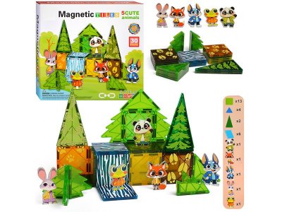 Конструктор магнитный КНР 5 зверят, 30 деталей 100461093