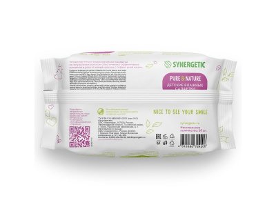 Салфетки влажные Synergetic Pure&Nature, алоэ вера и нежный хлопок, 60 шт 1-00461107_4