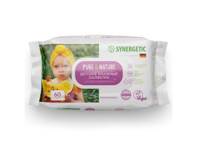 Салфетки влажные Synergetic Pure&Nature, алоэ вера и нежный хлопок, 60 шт 1-00461107_7