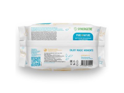 Салфетки влажные Synergetic Pure&Nature, пантенол и овсяное молочко, 60 шт 1-00461108_2