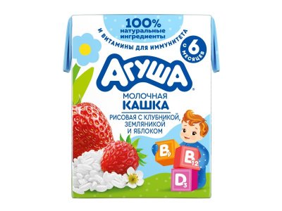 Кашка Агуша Укрепляй-ка молочно-рисовая Клубника-Земляника-Яблоко 2,7% 200 мл 1-00383517_1